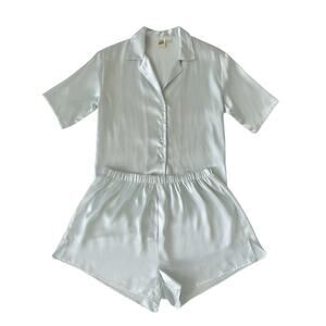 Vintage Victoria’s Secret Satin Pajama Set Ice Blue Y2K Loungewear L